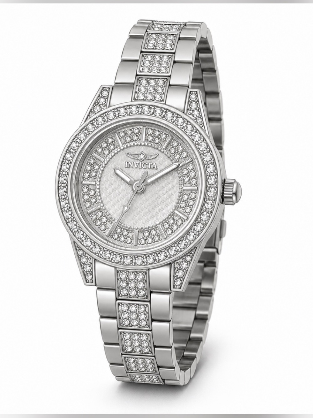 Invicta Silver-Tone Crystal Accent Women's Bracelet Watch